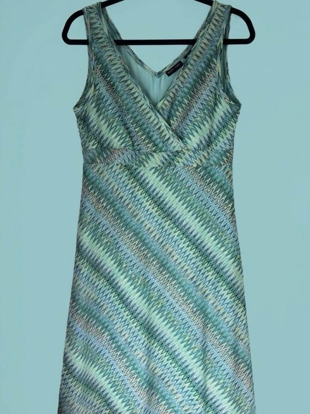 New York & Company Aqua and Teal Chevron Dress